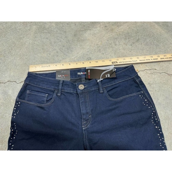 Style & Co Denim Capri Womens 8 Stretch Fit Bedazzled Rhinestone Sides 30x24 - Picture 6 of 11